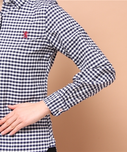 GIORDANO（ジョルダーノ）の「[GIORDANO]ライオン刺繍オックスシャツ（シャツ/ブラウス・レディース・ホワイト/ブルー/サックスブルー/ネイビー/ライトピンク/レッド/パープル系その他・SMALL/LARGE/MEDIUM）」の9枚目の写真