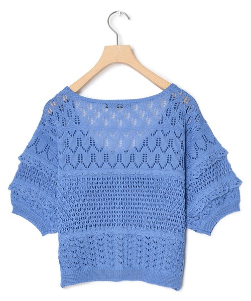 w closet（ダブルクローゼット）の「透かしレース付きカーディガン（カーディガン/ボレロ・レディース・オフホワイト/オレンジ/サックスブルー系・FREE）」の4枚目の写真