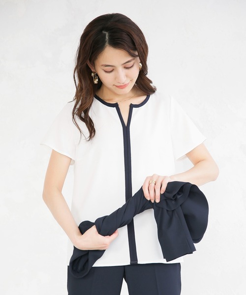 WHITE JOOLA（ホワイトジョーラ）の「【洗濯機で洗える＆防シワ】強撚ポリストレッチ・テーラードジャケット（テーラードジャケット・レディース・ベージュ/ネイビー/オフホワイト・11号/9号/7号）」の19枚目の写真