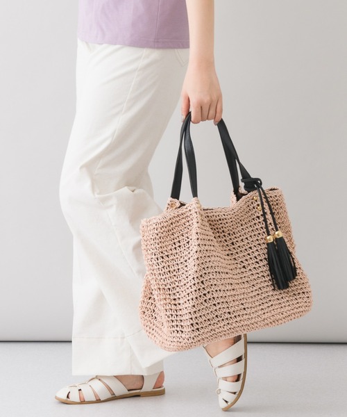KATHARINE ROSS（キャサリンロス）の「【KATHARINE ROSS】タッセル2wayペーパートートバッグ WEB限定（かごバッグ・レディース・ベージュ/ネイビー/ブラウン/カーキ/ピンク・MEDIUM）」の5枚目の写真