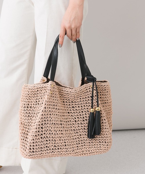 KATHARINE ROSS（キャサリンロス）の「【KATHARINE ROSS】タッセル2wayペーパートートバッグ WEB限定（かごバッグ・レディース・ベージュ/ネイビー/ブラウン/カーキ/ピンク・MEDIUM）」の8枚目の写真