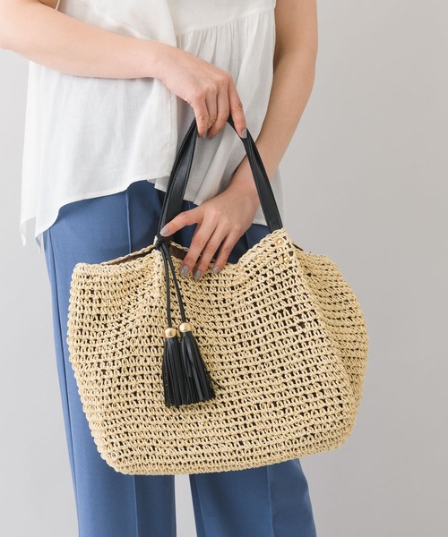 KATHARINE ROSS（キャサリンロス）の「【KATHARINE ROSS】タッセル2wayペーパートートバッグ WEB限定（かごバッグ・レディース・ベージュ/ネイビー/ブラウン/カーキ/ピンク・MEDIUM）」の12枚目の写真