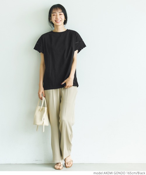 coca（coca）（コカ）の「袖レースカットプルオーバー（Tシャツ/カットソー・レディース・ホワイト/ブラック・ONE SIZE）」の8枚目の写真