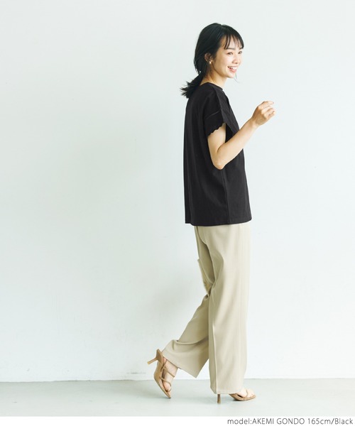 coca（coca）（コカ）の「袖レースカットプルオーバー（Tシャツ/カットソー・レディース・ホワイト/ブラック・ONE SIZE）」の6枚目の写真