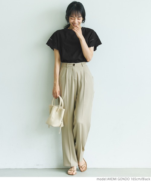 coca（coca）（コカ）の「袖レースカットプルオーバー（Tシャツ/カットソー・レディース・ホワイト/ブラック・ONE SIZE）」の5枚目の写真