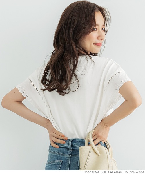 coca（coca）（コカ）の「袖レースカットプルオーバー（Tシャツ/カットソー・レディース・ホワイト/ブラック・ONE SIZE）」の9枚目の写真