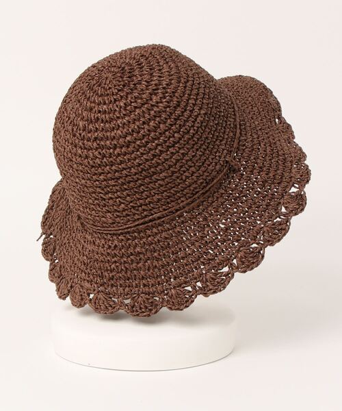 ehka sopo（エヘカソポ）の「スカラップペーパーハット（ハット・レディース・ベージュ/ブラウン/オフホワイト・ﾌﾘ-）」の4枚目の写真