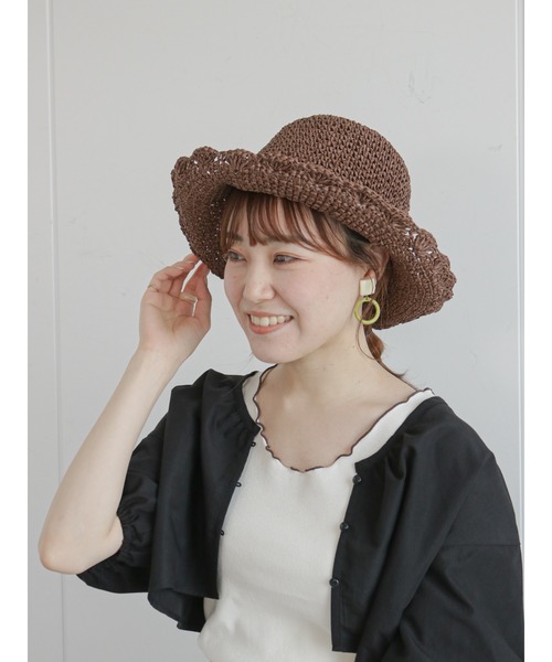 ehka sopo（エヘカソポ）の「スカラップペーパーハット（ハット・レディース・ベージュ/ブラウン/オフホワイト・ﾌﾘ-）」の12枚目の写真