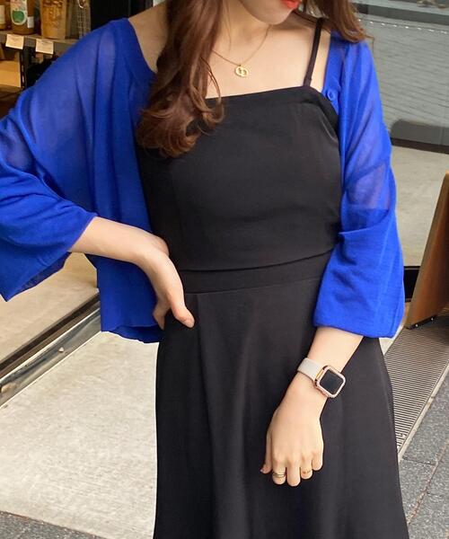 INGNI（イング）の「カラーシアー／カーディガン（カーディガン/ボレロ・レディース・グリーン/オレンジ/ブルー/ピンク/ブラック・M）」の4枚目の写真