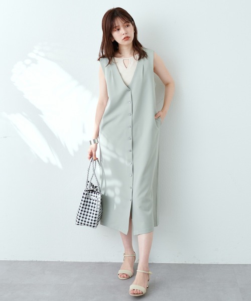 natural couture（ナチュラルクチュール）の「前後2WAY三角あきテレコリブタンク（タンクトップ・レディース・ブラウン/ピンク/アイボリー/スミクロ・FREE）」の7枚目の写真