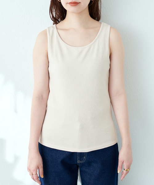 natural couture（ナチュラルクチュール）の「前後2WAY三角あきテレコリブタンク（タンクトップ・レディース・ブラウン/ピンク/アイボリー/スミクロ・FREE）」の17枚目の写真