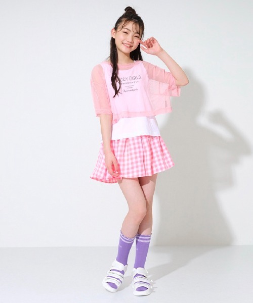 by LOVEiT（バイラビット）の「ギンガムプリーツキュロット（その他パンツ・キッズ・ピンク/イエロー/ブルー/ブラック・120cm/150cm/130cm/160cm/140cm）」の4枚目の写真