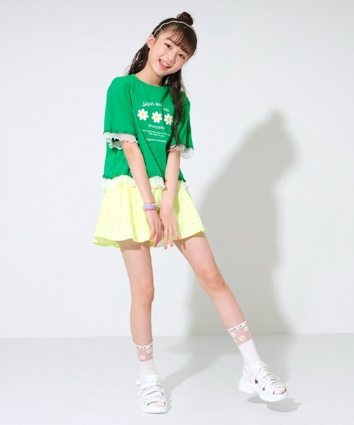 by LOVEiT（バイラビット）の「ギンガムプリーツキュロット（その他パンツ・キッズ・ピンク/イエロー/ブルー/ブラック・120cm/150cm/130cm/160cm/140cm）」の3枚目の写真