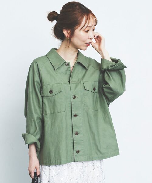 バックサテンミリタリージャケット ミリタリージャケット