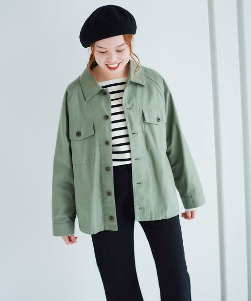 le.coeur blanc（ルクールブラン）の「バックサテンミリタリージャケット（ミリタリージャケット・レディース・アイボリー/カーキオリーブ・38）」の14枚目の写真