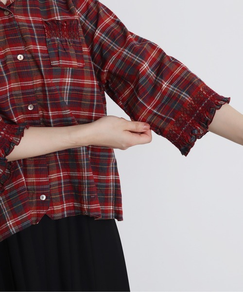 chambre de charme（シャンブルドゥシャーム）の「cdc マドラス シャーリングブラウス（シャツ/ブラウス・レディース・パープル/レッド・FREE）」の17枚目の写真