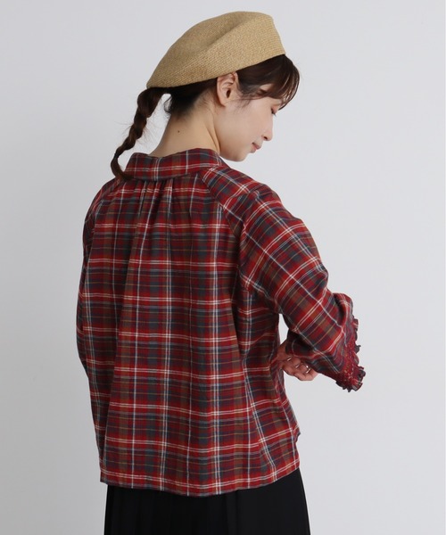 chambre de charme（シャンブルドゥシャーム）の「cdc マドラス シャーリングブラウス（シャツ/ブラウス・レディース・パープル/レッド・FREE）」の7枚目の写真