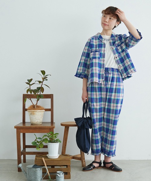 chambre de charme（シャンブルドゥシャーム）の「cdc マドラス シャーリングブラウス（シャツ/ブラウス・レディース・パープル/レッド・FREE）」の22枚目の写真