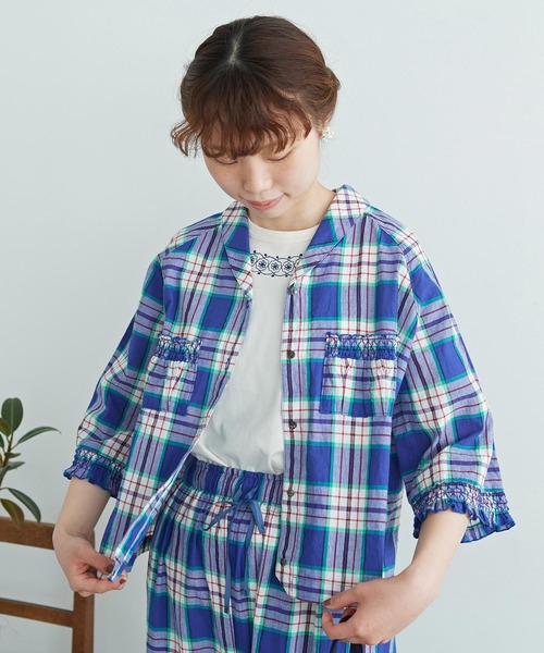 chambre de charme（シャンブルドゥシャーム）の「cdc マドラス シャーリングブラウス（シャツ/ブラウス・レディース・パープル/レッド・FREE）」の19枚目の写真