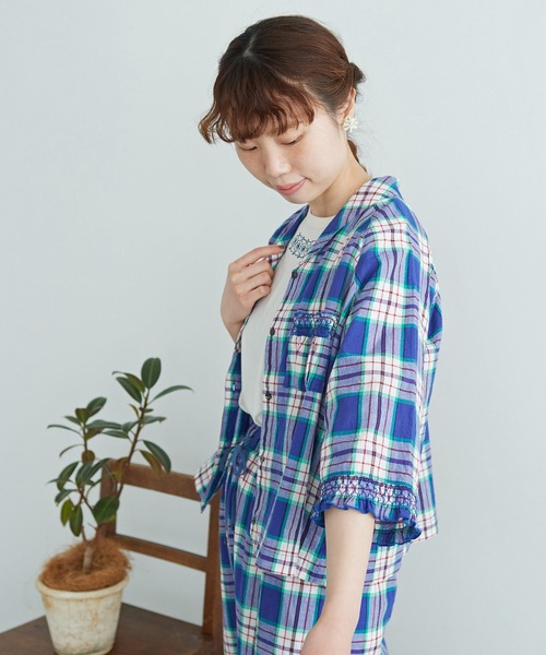 chambre de charme（シャンブルドゥシャーム）の「cdc マドラス シャーリングブラウス（シャツ/ブラウス・レディース・パープル/レッド・FREE）」の12枚目の写真