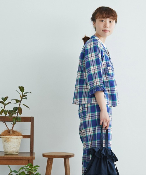 chambre de charme（シャンブルドゥシャーム）の「cdc マドラス シャーリングブラウス（シャツ/ブラウス・レディース・パープル/レッド・FREE）」の6枚目の写真