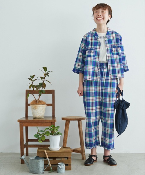 chambre de charme（シャンブルドゥシャーム）の「cdc マドラス シャーリングブラウス（シャツ/ブラウス・レディース・パープル/レッド・FREE）」の9枚目の写真