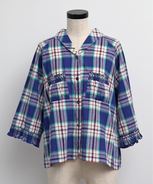 chambre de charme（シャンブルドゥシャーム）の「cdc マドラス シャーリングブラウス（シャツ/ブラウス・レディース・パープル/レッド・FREE）」の14枚目の写真