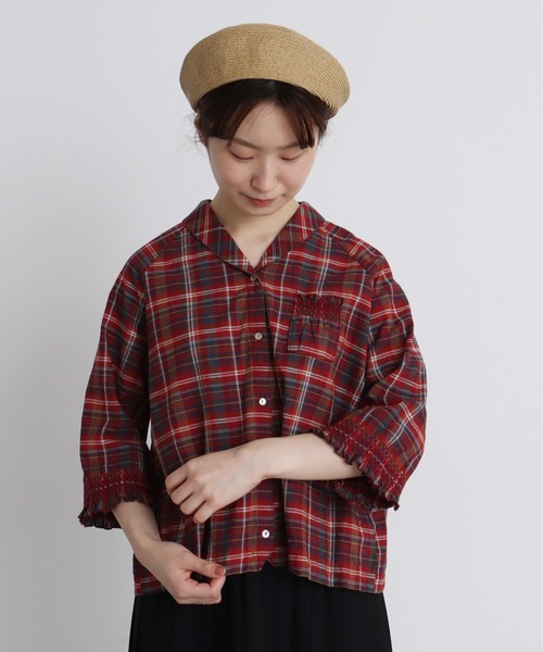 chambre de charme（シャンブルドゥシャーム）の「cdc マドラス シャーリングブラウス（シャツ/ブラウス・レディース・パープル/レッド・FREE）」の4枚目の写真