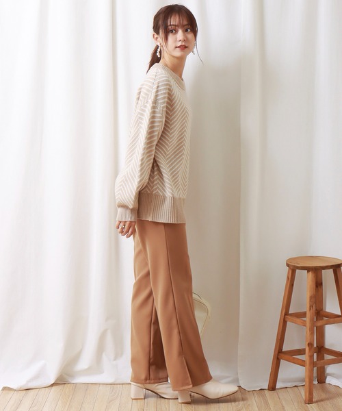 libelle more(リベル モア)の「ヘリンボーン柄オーバーニット(ニット/セーター・レディース・ブラック/ベージュ/アイボリー/ミント・M/L)」の13枚目の写真