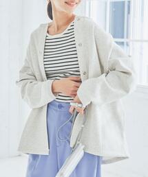 coen | USAコットン裏起毛スウェットミディアム丈カーディガン#（WEB限定カラー）(カーディガン/ボレロ)