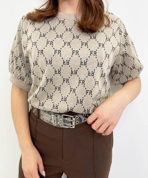 セール】モノグラム柄クルーネック／トップス（Tシャツ/カットソー