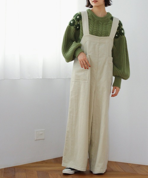 Crisp（クリスプ）の「コーデュロイワイドサロペット（サロペット/オーバーオール・レディース・ブラウン/ピンク/アイボリー・FREE）」の3枚目の写真