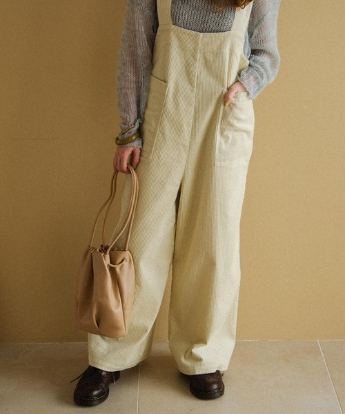 Crisp（クリスプ）の「コーデュロイワイドサロペット（サロペット/オーバーオール・レディース・ブラウン/ピンク/アイボリー・FREE）」の20枚目の写真