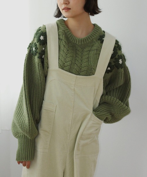 Crisp（クリスプ）の「コーデュロイワイドサロペット（サロペット/オーバーオール・レディース・ブラウン/ピンク/アイボリー・FREE）」の5枚目の写真