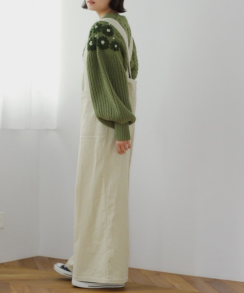 Crisp（クリスプ）の「コーデュロイワイドサロペット（サロペット/オーバーオール・レディース・ブラウン/ピンク/アイボリー・FREE）」の4枚目の写真