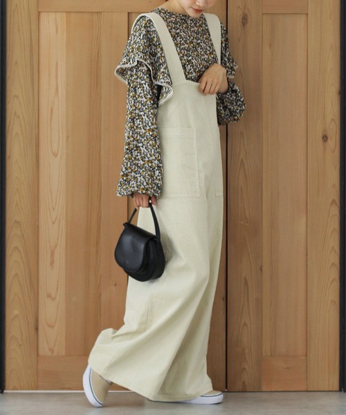 Crisp（クリスプ）の「コーデュロイワイドサロペット（サロペット/オーバーオール・レディース・ブラウン/ピンク/アイボリー・FREE）」の7枚目の写真