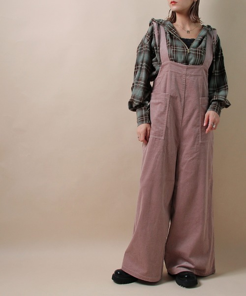Crisp（クリスプ）の「コーデュロイワイドサロペット（サロペット/オーバーオール・レディース・ブラウン/ピンク/アイボリー・FREE）」の16枚目の写真
