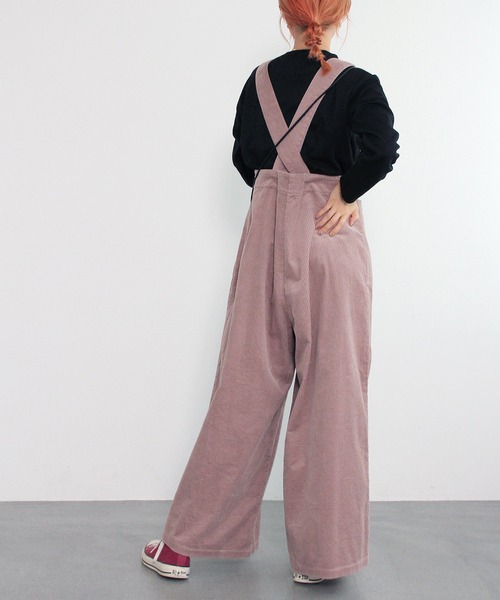 Crisp（クリスプ）の「コーデュロイワイドサロペット（サロペット/オーバーオール・レディース・ブラウン/ピンク/アイボリー・FREE）」の12枚目の写真