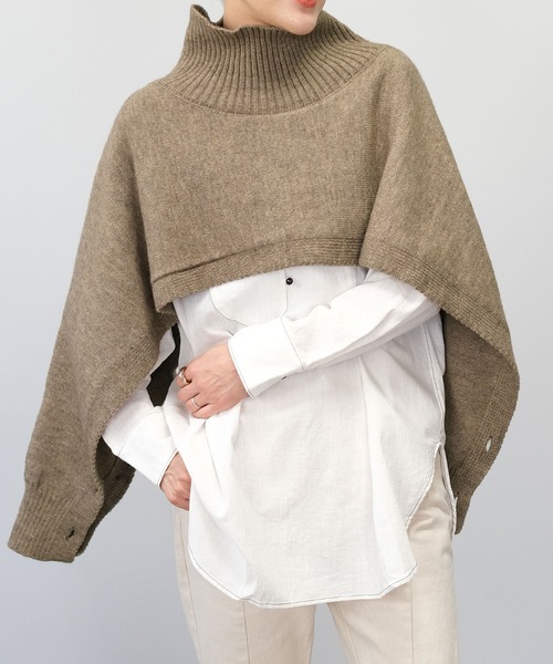 ＡＮＤＪ（アンドジェイ）の「【2022/AW】【ANDJMADE】2WAYタートルニットポンチョ（ニット/セーター・レディース・オフホワイト/モカ/ブラウン系その他・M）」の3枚目の写真