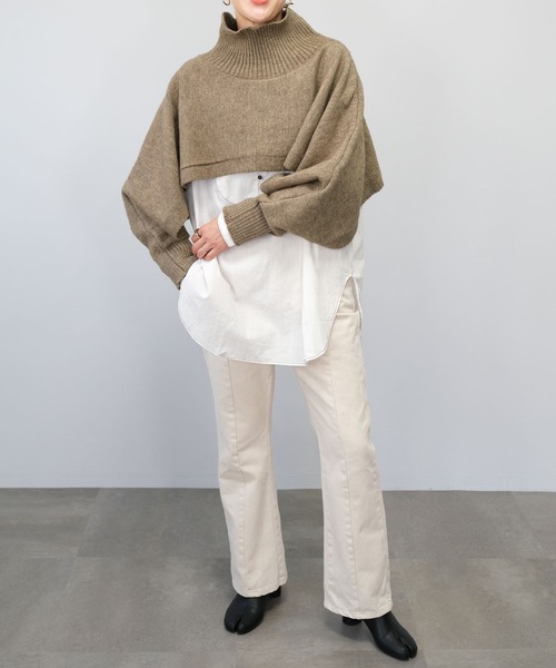 ＡＮＤＪ（アンドジェイ）の「【2022/AW】【ANDJMADE】2WAYタートルニットポンチョ（ニット/セーター・レディース・オフホワイト/モカ/ブラウン系その他・M）」の16枚目の写真