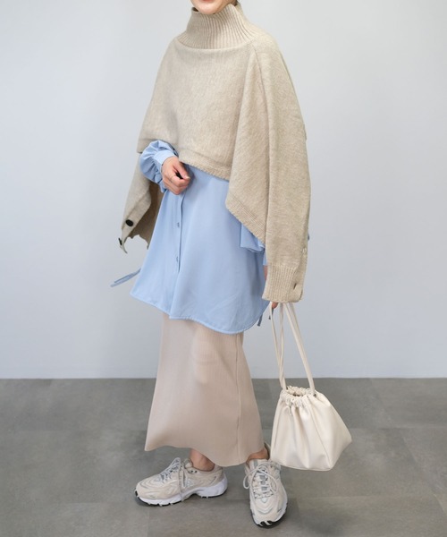 ＡＮＤＪ（アンドジェイ）の「【2022/AW】【ANDJMADE】2WAYタートルニットポンチョ（ニット/セーター・レディース・オフホワイト/モカ/ブラウン系その他・M）」の14枚目の写真