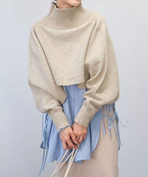 ＡＮＤＪ（アンドジェイ）の「【2022/AW】【ANDJMADE】2WAYタートルニットポンチョ（ニット/セーター・レディース・オフホワイト/モカ/ブラウン系その他・M）」の7枚目の写真