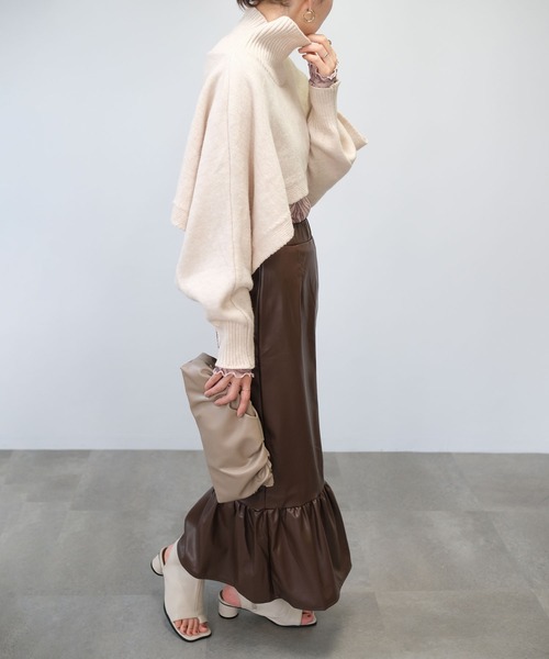 ＡＮＤＪ（アンドジェイ）の「【2022/AW】【ANDJMADE】2WAYタートルニットポンチョ（ニット/セーター・レディース・オフホワイト/モカ/ブラウン系その他・M）」の11枚目の写真