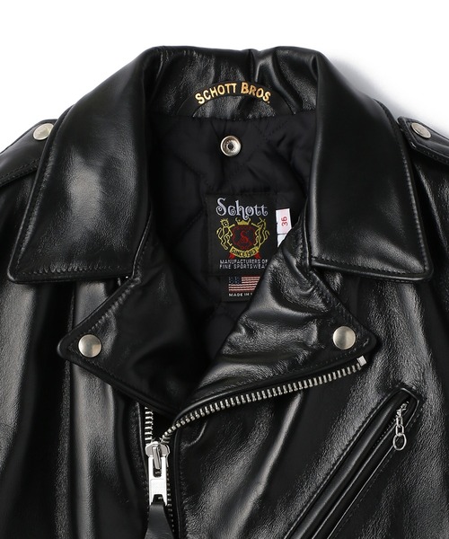 schott（ショット）の「Schott/ショット/613UHT HORSEHIDE ONESTAR TALL/ホースハイド ワンスタートール（ライダースジャケット・メンズ・ブラック・44/40/38/42）」の5枚目の写真