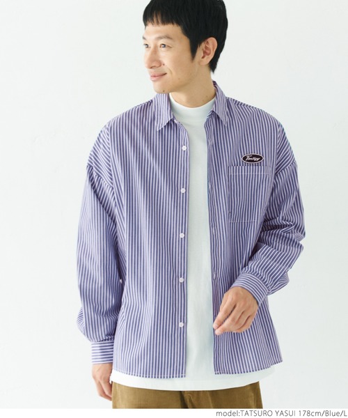 coca(coca)(コカ)の「メンズワッペンストライプシャツ(シャツ/ブラウス・メンズ・ブルー/グリーン・LL/M/L)」の3枚目の写真
