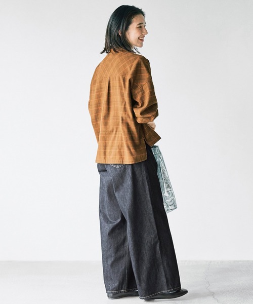 avecmoi（アヴェクモワ）の「【佐藤かなさんプロデュース】 アヴェクモワ　チェックのネルシャツ〈キャメル〉（シャツ/ブラウス・レディース・キャメル・1/2）」の4枚目の写真