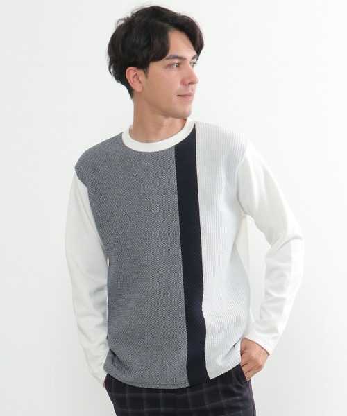 ikka(イッカ)の「切り替えジャガードクルーネック(スウェット・メンズ・グリーン/ブラウン/ホワイト/ネイビー・S/M/L/XL)」の5枚目の写真