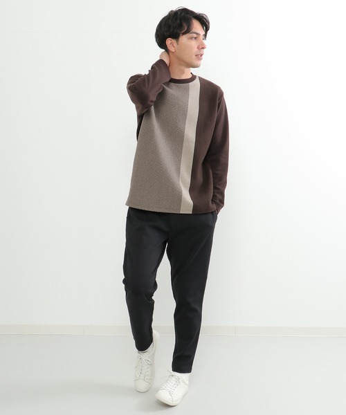 ikka(イッカ)の「切り替えジャガードクルーネック(スウェット・メンズ・グリーン/ブラウン/ホワイト/ネイビー・S/M/L/XL)」の7枚目の写真
