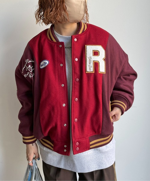 CPCM（シーピーシーエム）の「袖配色ロゴスタジャン（スタジャン・レディース・ネイビー/レッド/グリーン・FREE）」の3枚目の写真