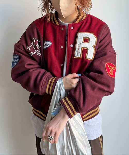 CPCM（シーピーシーエム）の「袖配色ロゴスタジャン（スタジャン・レディース・ネイビー/レッド/グリーン・FREE）」の15枚目の写真